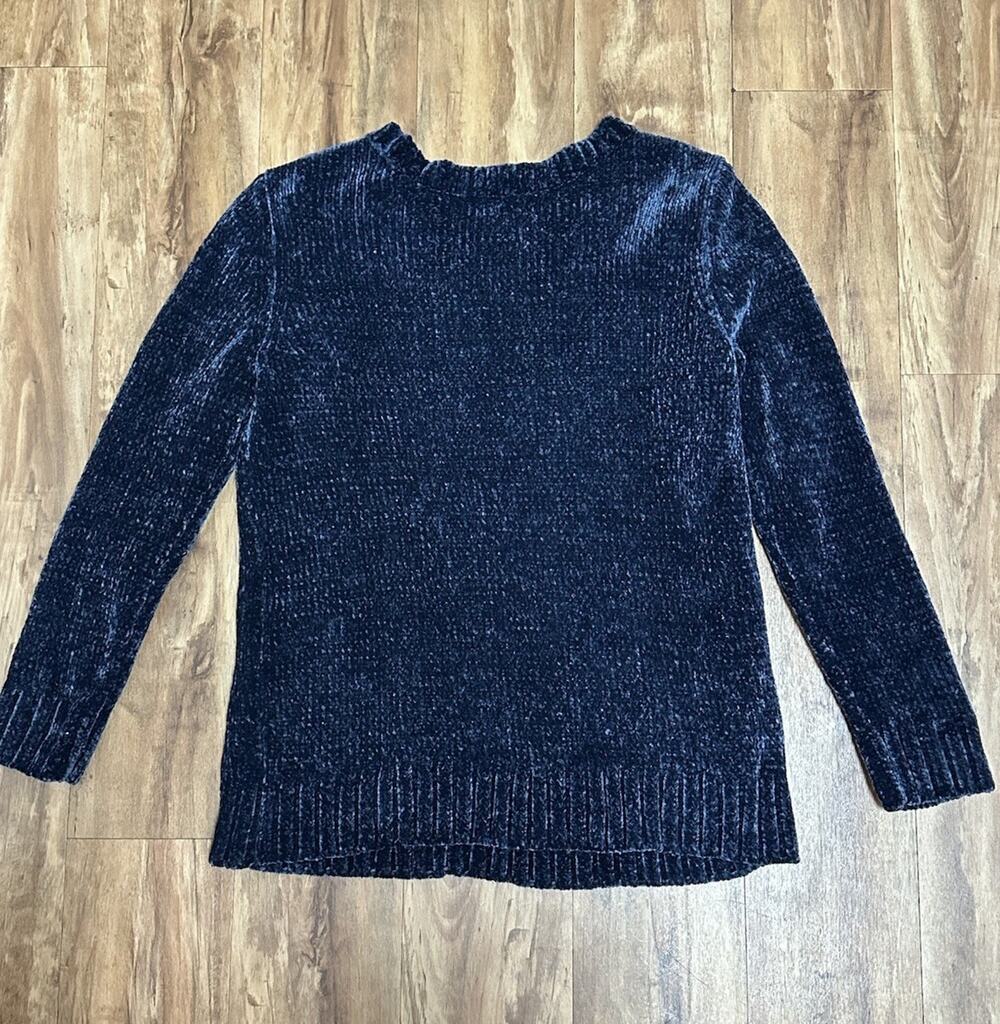 Orvis Women's Large Navy Blue Chenille Crewneck Sweater